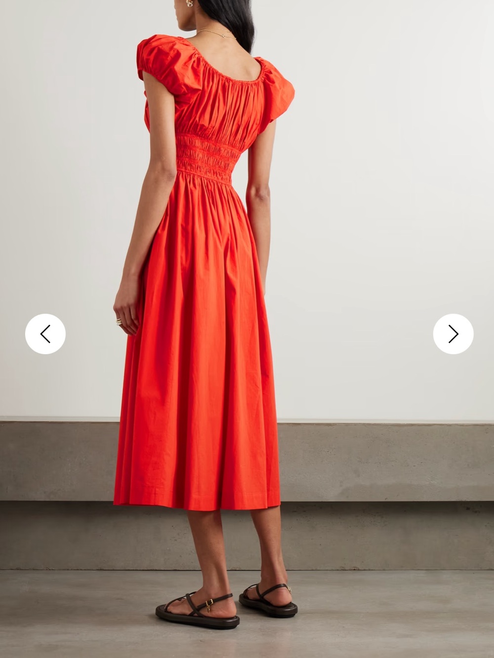 NEW Doen Quinn Red Puff Sleeve Smocked Midi Dress New with tags - Picture 8 of 15